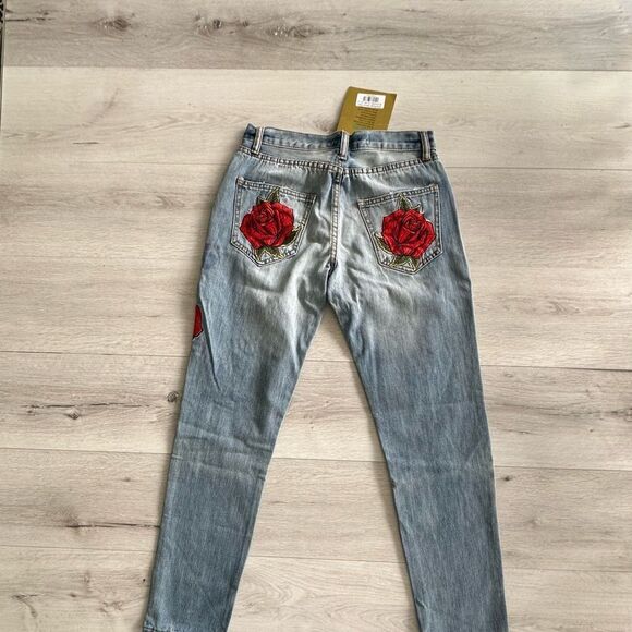 Rodeo Quincy Ella Rose Denim Pant Blue S NWT - Picture 7 of 8